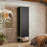 Guarda Roupa Modulado Closet Industrial  c/Porta Gavetas 54cm Preto – Olivar Móveis
