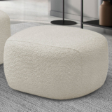 Puff Decorativo Orgânico Para Sala de Estar Living Barolo L06 Bouclê Branco – Lyam Decor