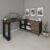 Escrivaninha Industrial Mesa Escritório e Home Office em L 3 Gavetas 4 Nichos Home Office Ipê/Preto
