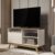 Rack para TV de até 42 Polegadas Pés em Madeira Maciça Fênix Wood Off White/Freijó