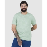 Camiseta Masculina Plus Size Estampa Folhagem Em Malha Linho