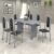 Conjunto de Mesa 140x75cm Tampo Granito com 6 Cadeiras Lavínea  Martelado Pérola/Ocre/Preto Floral