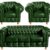 Conjunto de Sofá 3 Lugares e 2 Poltronas Chesterfield Luís Xv Verde