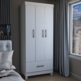 Guarda-Roupa Solteiro Poseidon 3 Portas 1 Gaveta Branco – Panorama Móveis