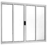Janela de Alumínio de Correr 100x150cm 4 Folhas Central Ecosul Esquadrisul Branco