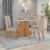 Conjunto Sala de Jantar Mesa Celebrare.120×80 Tampo Vidro/MDF com 4 Cad Apogeu Linho Amendoa/off