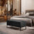 Puff Decorativo Para Sala de Estar Cléo W01 Base de Ferro 90 cm Couríssimo Preto Brilho – Lyam Decor