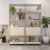 Kit 2 Estantes Multiuso Alta 4 Prateleiras 1 Porta 166cmx126cm Match Artely Off White/Carvalho