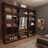 Closet Industrial Marseille 4 Gavetas 6 Prateleiras 1 Cabideiro Black/Brise – Panorama Móveis
