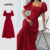 (Trendy) Lovito Vestido elegante de mangas bufantes com estrutura lisa para mulheres LBL22174