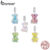 Bamoer 925 Sterling Sliver Charme De Fita Sonhadora Pingente De Urso Para Pulseira Presentes Mulheres