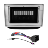 Kit Moldura Painel 10 Pol Onix 2021 2022 2023 2 Din Prata Chicote Som Plug Antena Base Traseira Preto