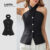 (Lovito Refine) Blusa Casual Blusa Lisa Com Botões Para Mulheres LR2LD039