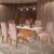 Mesa de Jantar 6 Lugares Poliana Mel/Blonde/Veludo Rosa – Viero Móveis