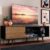Rack Madesa Dubai para TV até 65 Polegadas com Pés – Preto/Rustic/Rustic