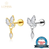 Piercing Labret Titânio Helix Tragus Conch 3 Pedras Zircónia Cravejada Com Pingente