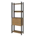Estante para Livros 1 Porta 5 Prateleiras Estilo Industrial Amadeirada Lâmina Mel/Preto – BRV Móveis