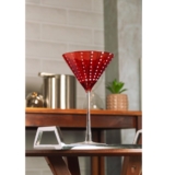 2 Taças para Martini Orquídea 220ml Vermelho Vidro Wolff
