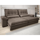 Sofá Bergamo 2,30m Assento Retrátil e Reclinável Velosuede Marrom – NETSOFAS