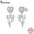 Bamoer 925 Sterling Sliver Studs Brincos Opala Bowknot Jóias Presentes Para Mulheres