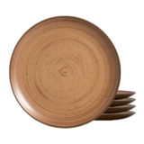 Jogo De Pratos Fundo Cerâmica Kit 4 Peças 25cm Kya Terracota Alleanza Rustico