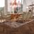 Mesa de Jantar 8 Lugares Genova com Vidro Cinamomo/Off White/Marrom Claro – Cel Móveis