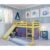 Cama Alta Infantil com Escorregador e Tenda em Madeira Maciça/mdf Amarelo