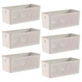 6x Cestos 6,6L Organizador OU Flow Bege 13cm x 15cm x 34cm
