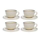 Jogo Xicaras de Chá Café Com Pires Kit 4pcs 200ml Cerâmica Oxford Unni Brisa