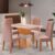 Mesa de Jantar 4 Lugares Cansas Mel/Blonde/Veludo Rosa – Viero Móveis