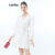 Lovito x Glenda Vestido Linho Curto Manga Longa Transpassado com Decote V Feminino  LB253BRL282