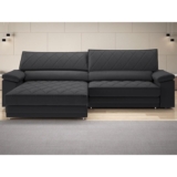 Sofá de Duplo Molejo com Carregador USB, Retrátil e Reclinável Viena 2,10m Linho Soft Grafite- NETSOFAS
