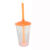 Copo de Plástico com Tampa e Canudo 300ml – Laranja Neon – 1 unidade – Rizzo