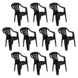 Conjunto com 10 Cadeiras Plásticas Preta MOR – 15151104