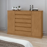 Cômoda Vedra 7 Gavetas 2 Portas Amêndoa Clean