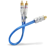 Cabo Y RCA Blindado Plug Metal 2 Machos 1 Fêmea 5mm 30cm