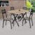 Conjunto de Mesa com 4 Cadeiras Luna  Craqueado Preto/Junco Manteiga