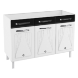 Balcão de Cozinha para Pia em Aço Star New 3 Portas 2 Gavetas Branco/Preto – Telasul
