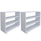 Kit 02 Sapateiras Multiuso Organizador Com 03 Prateleiras E Rodízio Pérola L03 Branco – Lyam Decor