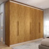 Guarda-Roupa Casal Madalena 6 Portas 4 Gavetas 100% Mdf Off White/Peroba – Panorama Móveis