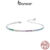 Pulseira Bamoer 925 Sterling Sliver Arco-Íris Jóias Presentes Para Mulheres