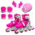 Patins 4 Rodas Inline Com Kit De Protecao Rosa M 35 A 38