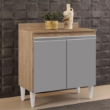 Balcão Gabinete 80cm 2 Portas Hawai Castanho/Cinza – Lumil Móveis