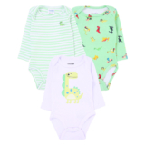Kit Body Manga Longa Fakini 03 Peças Em Suedine Estampa Dinos