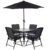 Conjunto De Jardim Chicago Preto Com Ombrelone Mor Life