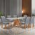 Mesa de Jantar 6 Lugares Kyra/Arizona com Vidro Cinamomo/Off White/Suede Cinza – Cel Móveis