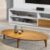 Mesa de Centro Oval Orgânico em MDF Pés Madeira Maciça Laminada 100x45cm Canada Madeira Mel