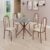 Conjunto Sala de Jantar Mesa Redonda 70cm Tampo Granito Topázio 4 Cadeiras Linda Yescasa Creme/Marrom