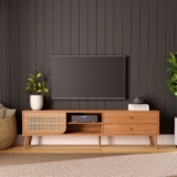 Rack para TV 220cm Até 60 Polegadas 2 Gavetas 1 Porta Curve Freijó com Palha – Dalla Costa