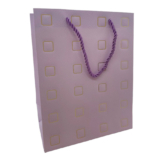 Sacola de Papel para Presente Quadrados Almofadados – Lilás – 32x26x12cm – 1 unidade – Rizzo